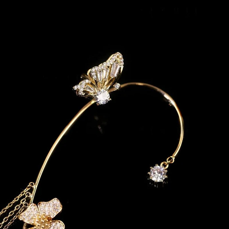 Beautiful butterfly earrings with zircon and tassel