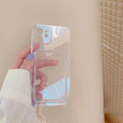 Transparent protective cover with card pocket